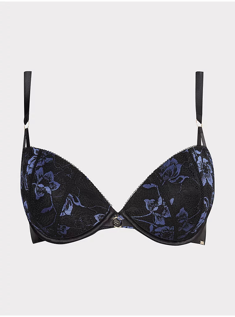 Two-tone lace low-cut bra